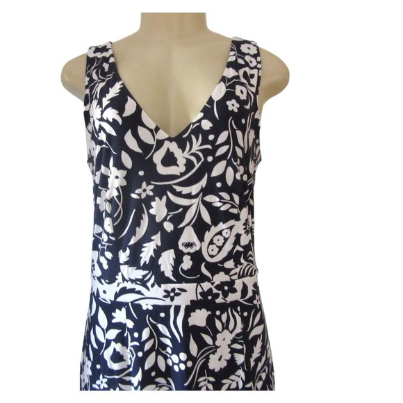 Boden Women's Navy Blue White Elisa Floral Jersey Knit Sleeveless Dress Size 8R - Picture 2 of 5